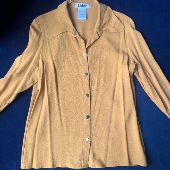 Vintage Chloe Crepe Button Down Top - Size 42 (US Medium) - Picture 2 of 6